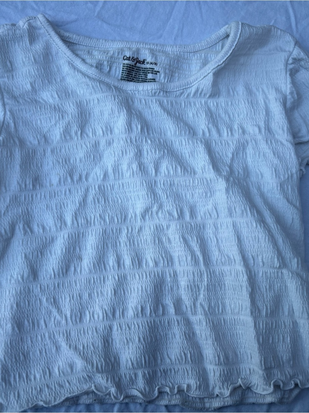 Cat & Jack White Textured Short Sleeve Top